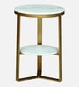 Bigard White Porcelain Top End Table With Gold Finish