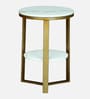 Bigard White Porcelain Top End Table With Gold Finish