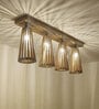 Billet 4 Lights Brown Solid Wood Flush Mounted Ceiling Light