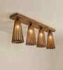 Billet 4 Lights Brown Solid Wood Flush Mounted Ceiling Light