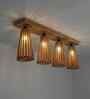 Billet 4 Lights Brown Solid Wood Flush Mounted Ceiling Light
