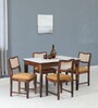 Binche Sheesham Wood 4 Seater Dining Set In Scratch Resistant Provincial Teak Finish With Marble Top