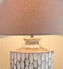Biped Beige Cotton Shade Night Lamp With Wood Base
