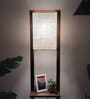 Biped Wooden Shelf Floor Lamp with Jute Shade and Brown Base