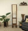 Biped Wooden Shelf Floor Lamp with Jute Shade and Brown Base