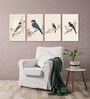 Bird and Floral Canvas Set of 4 Canvas Wall Painting Gold Frame