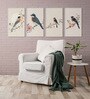 Bird and Floral Canvas Set of 4 Canvas Wall Painting Stretch Canvas Frame