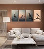 Bird Wall Art Collection Set of 4 Canvas Wall Painting White Frame