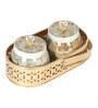 Bird Print Metal Jar With basket Set of 2