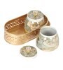Bird Print Metal Jar With basket Set of 2