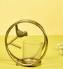 Bird with Ring Gold Aluminium & Glass Votive Candle Holder