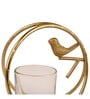 Bird with Ring Gold Aluminium & Glass Votive Candle Holder