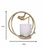 Bird with Ring Gold Aluminium & Glass Votive Candle Holder