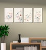 Bird Art Set of 4 Canvas Wall Painting Black Frame