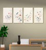 Bird Art Set of 4 Canvas Wall Painting Gold Frame
