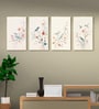 Bird Art Set of 4 Canvas Wall Painting Gold Frame
