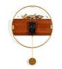 Birds Pendulum Brown & Gold Metal & Wood Wall Clock