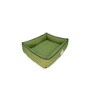 Birlu- Small Green Cotton Linen Bolstered Pet Bed