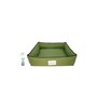 Birlu- Small Green Cotton Linen Bolstered Pet Bed