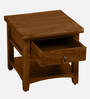 Biscay Sheesham Wood Bedside Table in Scratch Resistant Provincial Teak Finish With Drawer
