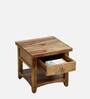 Biscay Sheesham Wood Bedside Table in Scratch Resistant Rustic Teak Finish With Drawer