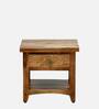 Biscay Sheesham Wood Bedside Table in Scratch Resistant Rustic Teak Finish With Drawer