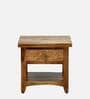 Biscay Sheesham Wood Bedside Table in Scratch Resistant Rustic Teak Finish With Drawer