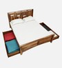 Biscay Sheesham Wood Queen Size Bed in Scratch Resistant Rustic Teak Finish With Drawer Storage