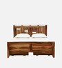 Biscay Sheesham Wood Queen Size Bed in Scratch Resistant Rustic Teak Finish With Drawer Storage