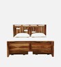 Biscay Sheesham Wood Queen Size Bed in Scratch Resistant Rustic Teak Finish With Drawer Storage