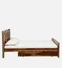 Biscay Sheesham Wood Queen Size Bed in Scratch Resistant Rustic Teak Finish With Drawer Storage