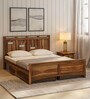 Biscay Sheesham Wood Queen Size Bed in Scratch Resistant Rustic Teak Finish With Drawer Storage