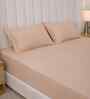 Biscotti Bliss Solid 300 TC Pure Cotton King Fitted Bedsheet with 2 Pillow Covers