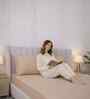 Biscotti Bliss Solid 300 TC Pure Cotton King Fitted Bedsheet with 2 Pillow Covers