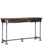 Quatro Metal Console Table In Rustic Teak Finish