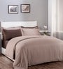 Brown Solid 100% Cotton Double Bed Duvet Cover With 2 Pillow Covers