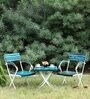 Bistro Foldable Patio Outdoor Set In Ocean Blue Finish