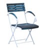 Bistro Foldable Patio Outdoor Set In Ocean Blue Finish