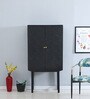 Bizerk Solid Wood Bar Cabinet In Black Brush Finish
