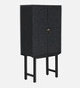 Bizerk Solid Wood Bar Cabinet In Black Brush Finish