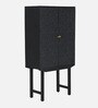 Bizerk Solid Wood Bar Cabinet In Black Brush Finish