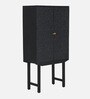 Bizerk Solid Wood Bar Cabinet In Black Brush Finish