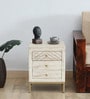 Bizerk Solid Wood Bedside Table In Sandblasted White Finish With Drawers