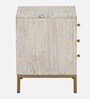 Bizerk Solid Wood Bedside Table In Sandblasted White Finish With Drawers