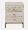 Bizerk Solid Wood Bedside Table In Sandblasted White Finish With Drawers