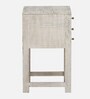 Bizerk Solid Wood End Table In Sandblasted White Finish With Drawers