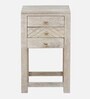 Bizerk Solid Wood End Table In Sandblasted White Finish With Drawers
