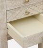 Bizerk Solid Wood End Table In Sandblasted White Finish With Drawers
