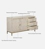 Bizerk Solid Wood Sideboard In Sandblasted White Finish With Drawers