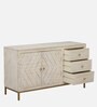 Bizerk Solid Wood Sideboard In Sandblasted White Finish With Drawers
